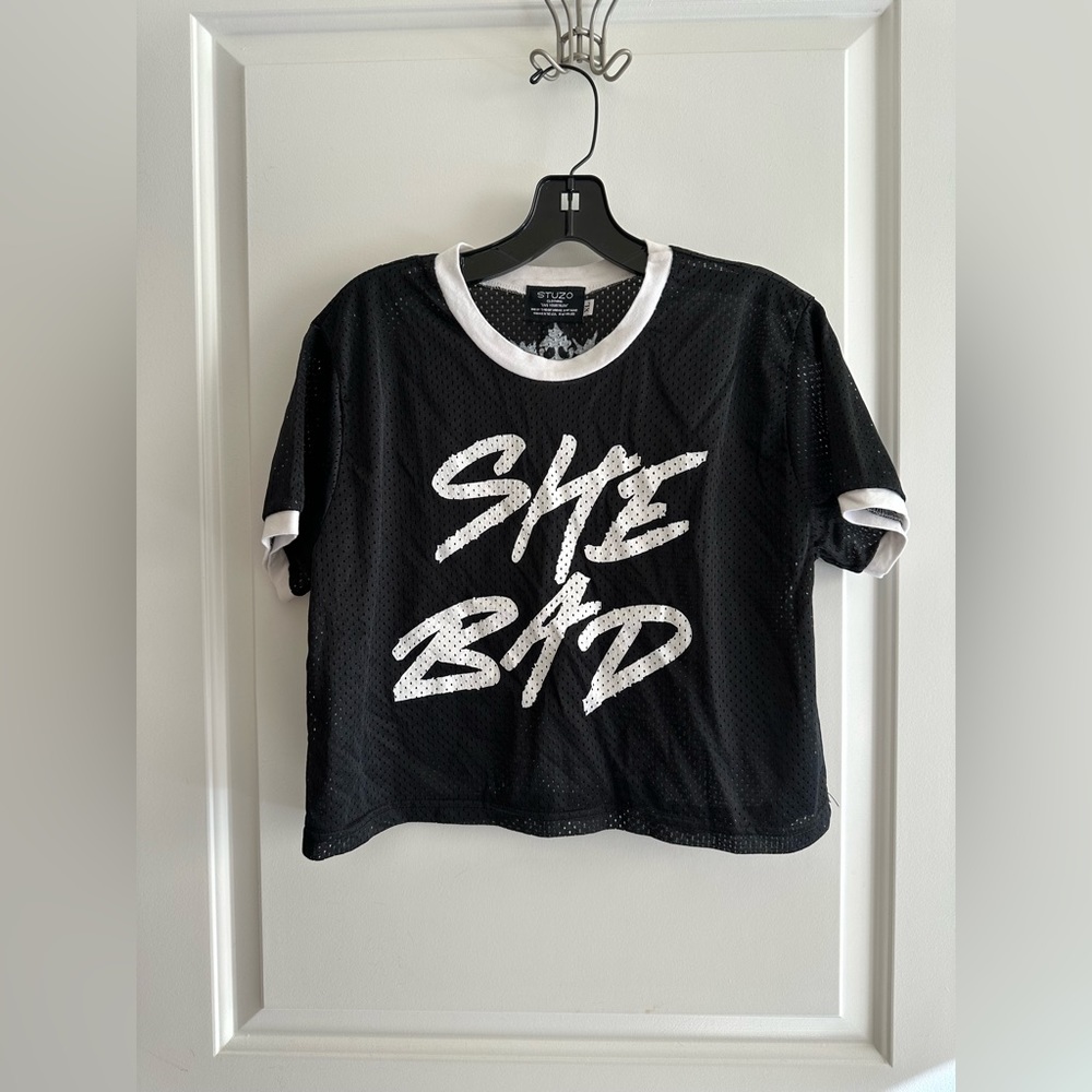 “She Bad” Black & White Cropped Jersey